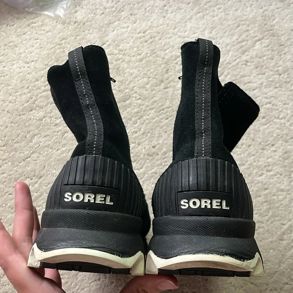 Sorel Black Slouch Boot Ankle Women’s 10 Leather Winter